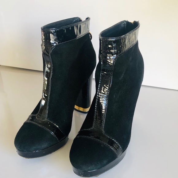 Tory Burch Suede & Patent Platform Boots - Picture 2 of 6